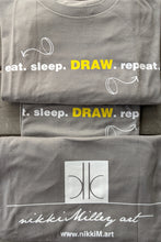 Cargar imagen en el visor de la galería, Short Sleeve T-shirt Grey Eat. Sleep. Draw. Repeat.