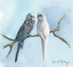 The Conversation Watercolor Birds on Paper