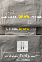 Load image into Gallery viewer, Short Sleeve T-shirt Grey Eat. Sleep. Draw. Repeat.
